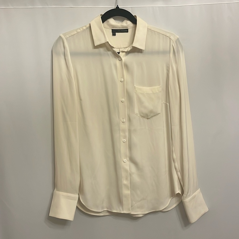Kooples Cream 100% Silk Button Down Shirt (Size S)